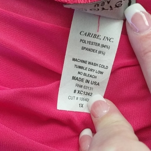 🆕️ Caribe off shoulder blouse sz 1X pink NWT *Firm * women's - Picture 4 of 5